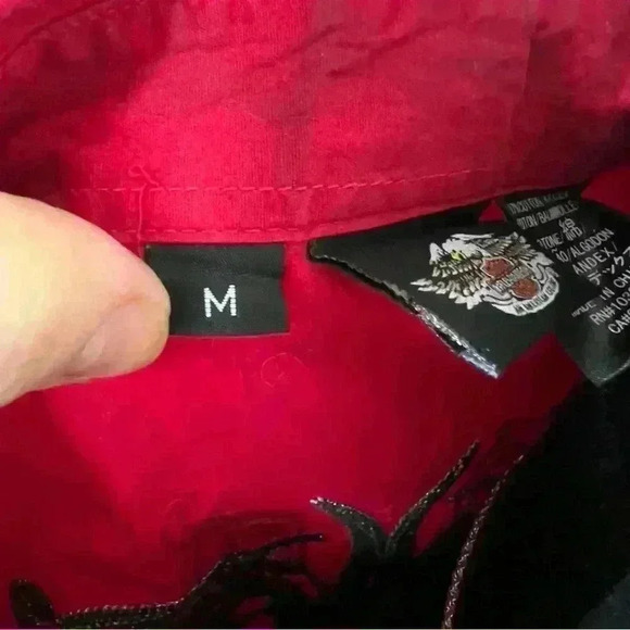 Harley Davidson Embroidered Red Collared Blouse - Size Medium - Picture 6 of 8